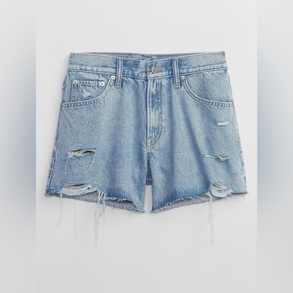 GAP Jean Shorts Women's Size 4 US Light Denim Mid Rise Destructed Stride NWT - Picture 5 of 12